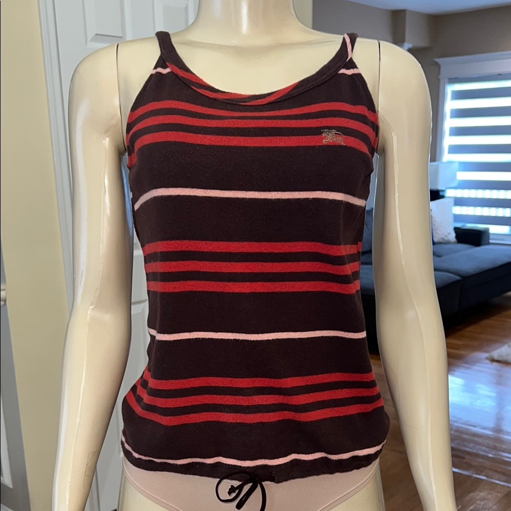 Burberry Black and Red Fitted Tank Top